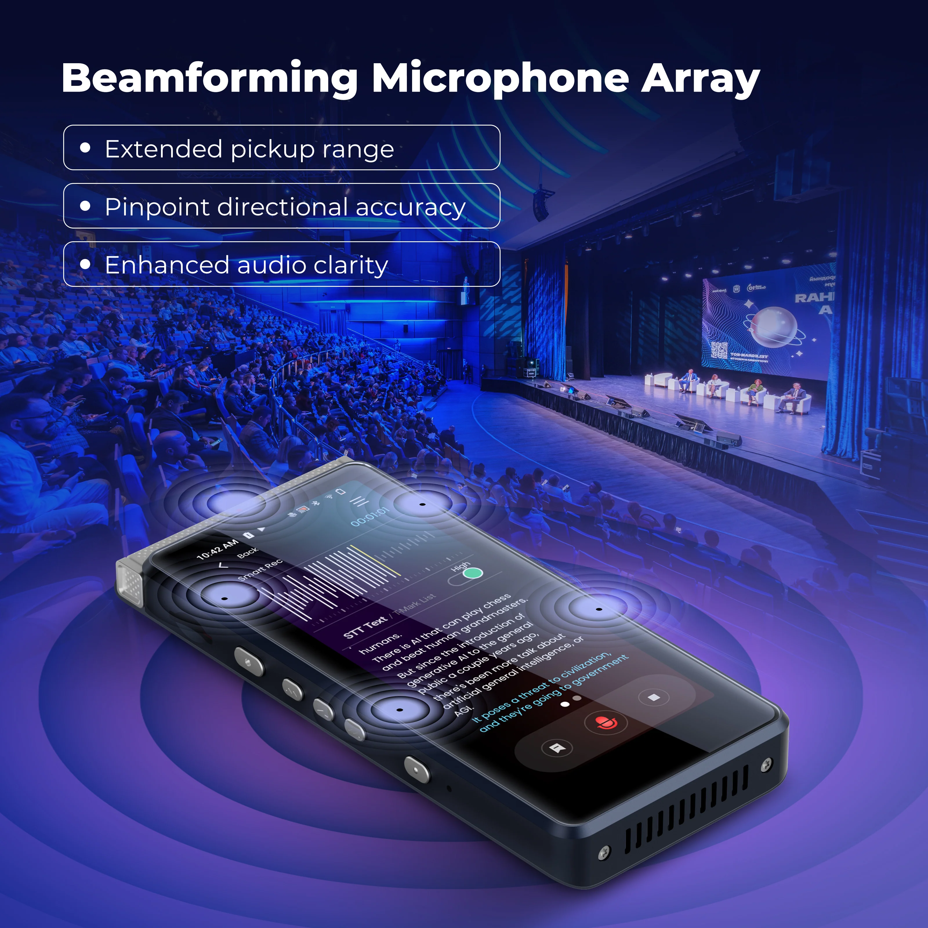 Innioasis PR1 RecorderPal Intelligent Voice Station with AI Recorder, Offline Transcription, AI Analysis and Summarization, Online Translation, and Office Collaboration - Image 5