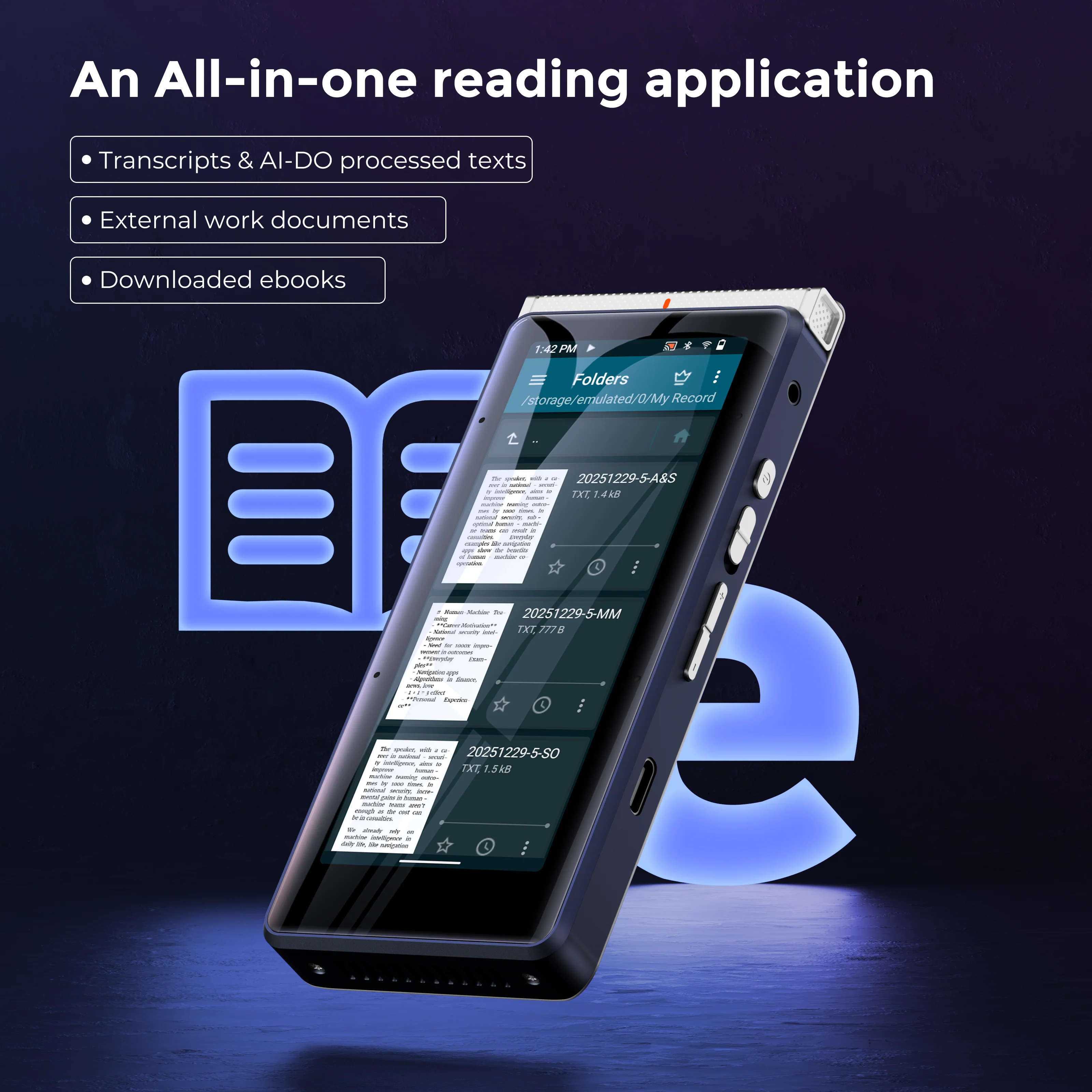 Innioasis PR1 RecorderPal Intelligent Voice Station with AI Recorder, Offline Transcription, AI Analysis and Summarization, Online Translation, and Office Collaboration - Image 7